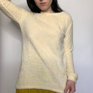 Cute simple fuzzy cream sweater
